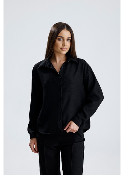 Kadın Oversize Alt Üst Takım – Gömlek ve Lastikli Pantolon Ikili Set indirimleri