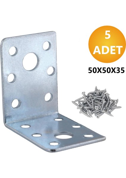 L Demiri Mobilya Eşya Dolap Yatak Duvara Sabitleme Köşebent Bağlantı Aparatı Gönye 50X50X35MM 5 Adet