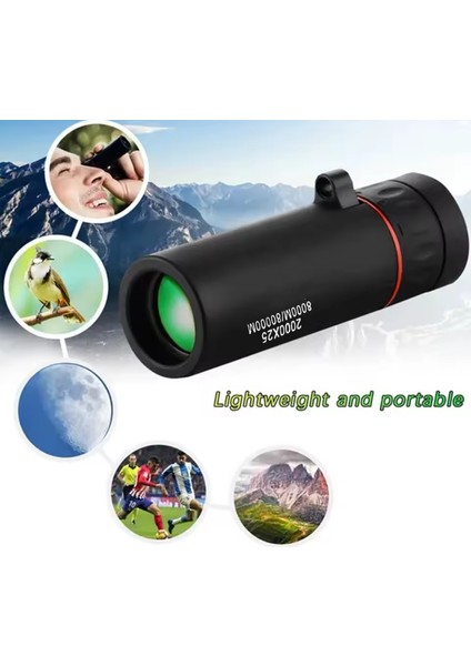 Çocuklar Için Eğitici 2 Li Set -Işıklı Mini Cep Boy Zoomlu El Mikroskop Seti + 2000X25 Mini El Dürbünü (Başlangıç Seti)