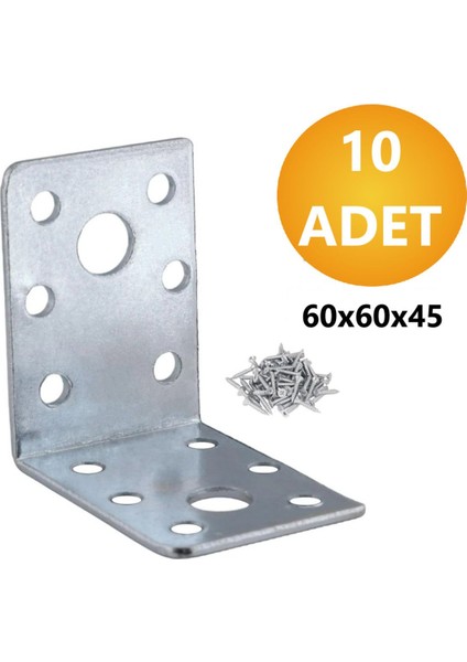 L Demiri Mobilya Eşya Dolap Duvara Sabitleyici Köşebent Bağlantı Aparatı Gönye 60X60X45 mm 10 Adet