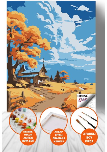 Color Bozkırın Ortası Sayılarla Boyama Seti Yetişkin Boyama, 40X50 Tuval Seti, Kendin Yap Hobi Seti