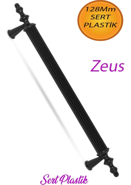 (Sert Plastik) Zeus 128 mm Siyah Mobilya Çekmece Mutfak Dolap Kapak Dolabı Kulpu Kulbu Kulpları