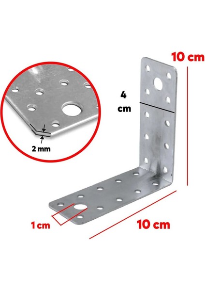 L Demiri Mobilya Dolap Duvar Sabitleme 10 Adet Metal Köşebent 100X100X40 mm Bağlantı Aparatı Gönye fiyatları