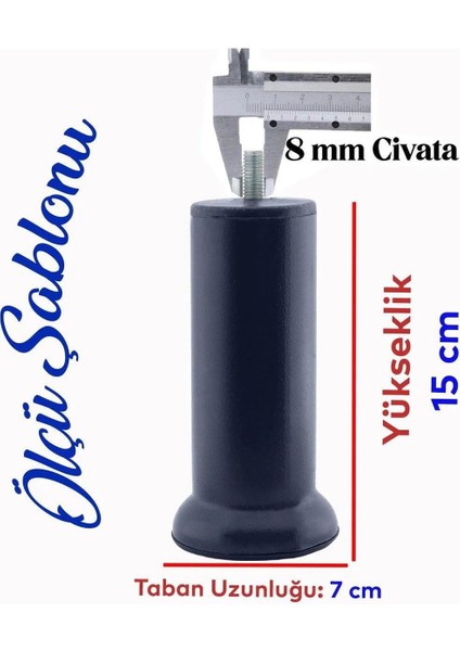 Tombul Mobilya Baza Metal Antrasit Gri 15 cm M8 Diş Kanepe Koltuk Çekyat Yükseltme Ayağı Ayakları. indirimleri