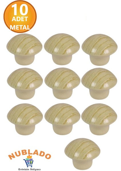 Mobilya Mutfak Çekmece Dolap Dolabı Kapak Kulbu Kulpu Kulpları Çam Rengi Mantar Düğme Metal 10 Adet
