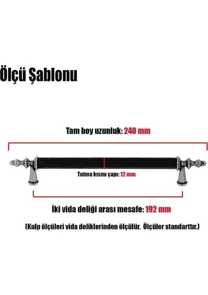 10 Adet Ares Mobilya Mutfak Dolap Çekmece Dolabı Kapak Metal Siyah Kulpu Kulbu Kulpları 192 mm fiyatları