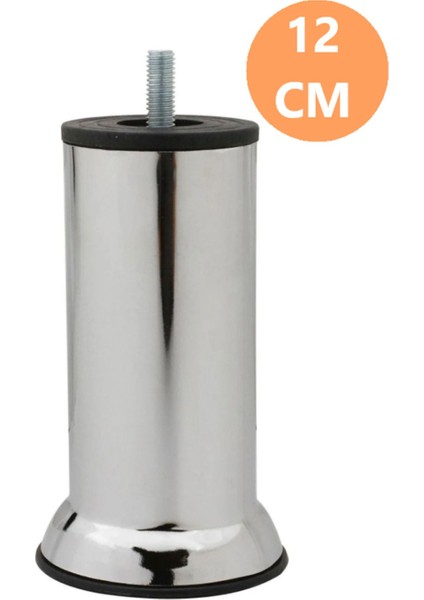 Mobilya Kanepe Baza Koltuk Destek Yükseltme Yükseltici Ayağı M8 Civatalı Krom Metal Ayakları 12 cm