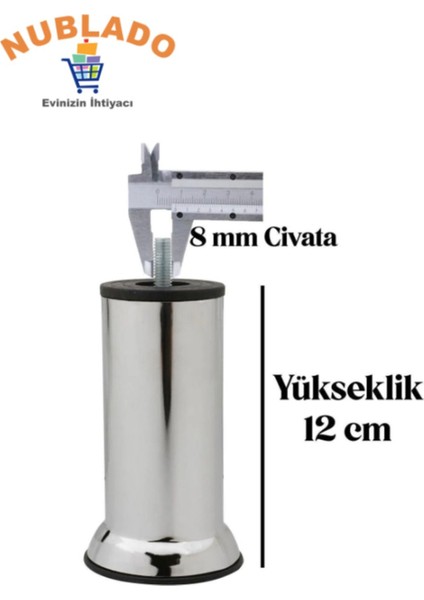 Mobilya Kanepe Baza Koltuk Destek Yükseltme Yükseltici Ayağı M8 Civatalı Krom Metal Ayakları 12 cm modelleri