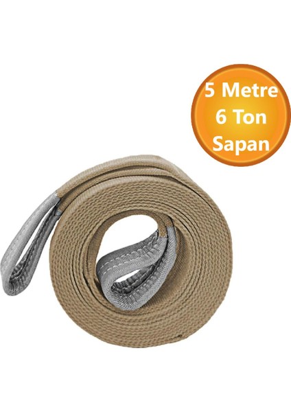 Vinç Sapan Polyester Spanzet 6 Ton 5 Metre Kahve Sağlam Yük Kaldırma Taşıma Indirme Caraskal Halat