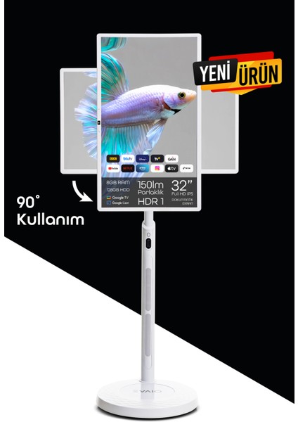 32 inç 81 Ekran Smart Dokunmatik Döndürülebilir Ekran Full HD TV