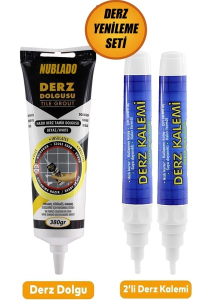 (3'lü Set) Fayans Beyaz Derz Boyama Boyası Kalemi + Fayans Arası Hazır Derz Dolgusu 380 gr