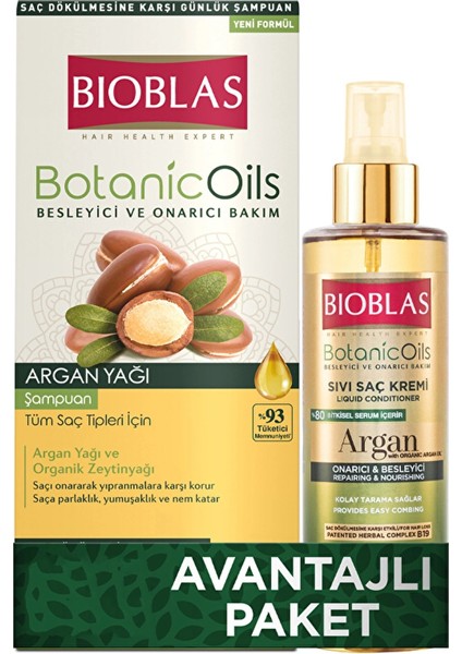 Argan Şampuan 360 ml + Sıvı Saç Kremi 200 ml Avantajlı Paket