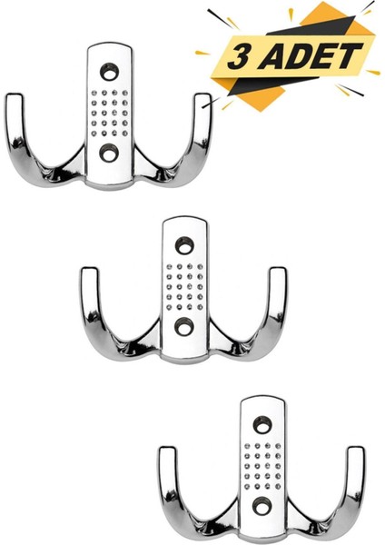Noktalı Portmanto Vestiyer Duvar Dolap Elbise Askısı Krom Metal Mobilya Kapı Askılığı (3 Adet)