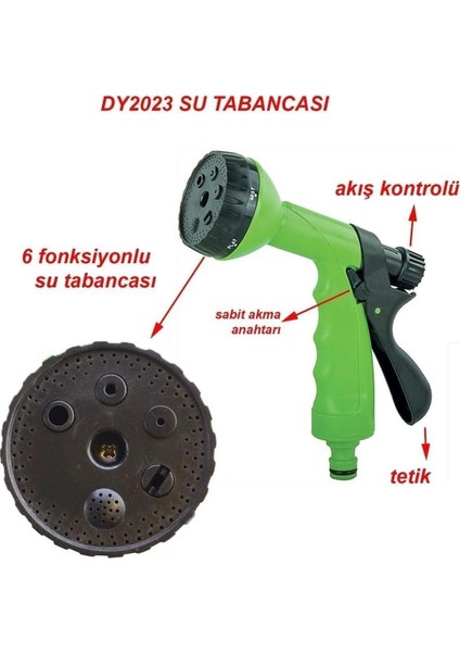 6 Fonksiyonlu Basınçlı Araba Oto Bahçe Sulama Hortum Fıskiye Tabancası Tetikli Ayarlı DY2023. indirimleri