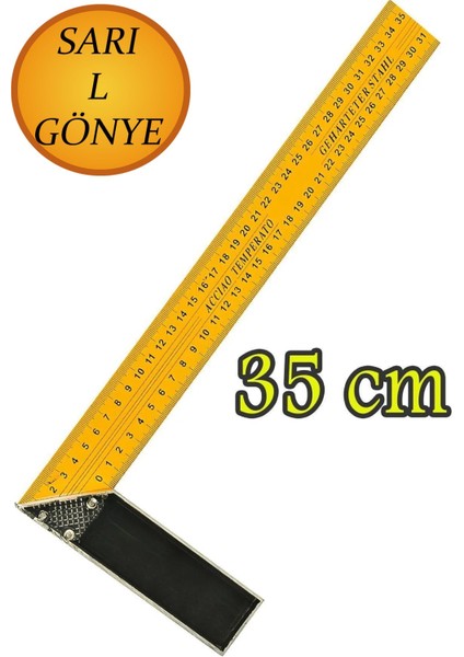 Alüminyum L Gönye Sarı Gönye Cetvel Kaynak Kaynakçı Marangoz Gönyesi 350 mm