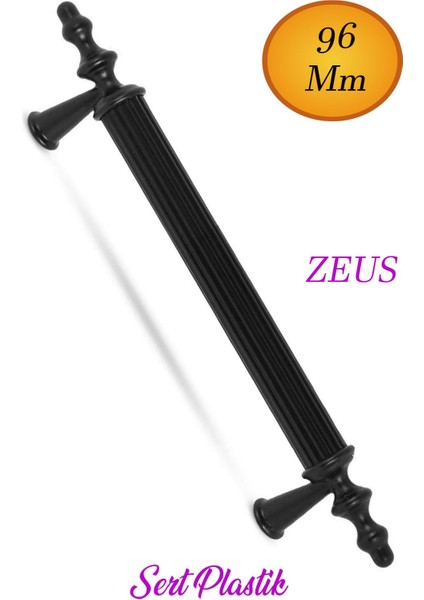 (Sert Plastik) Zeus 96 mm Siyah Mobilya Çekmece Mutfak Dolap Kapak Dolabı Kulpu Kulbu Kulplar