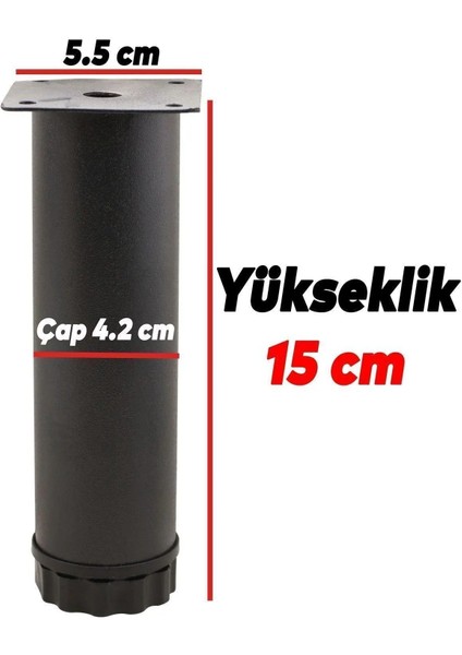 Hobit Ayarlanabilir Metal 15 cm Siyah Mobilya Kanepe Koltuk Baza Yükseltici Destek Ayağı Ayakları modelleri
