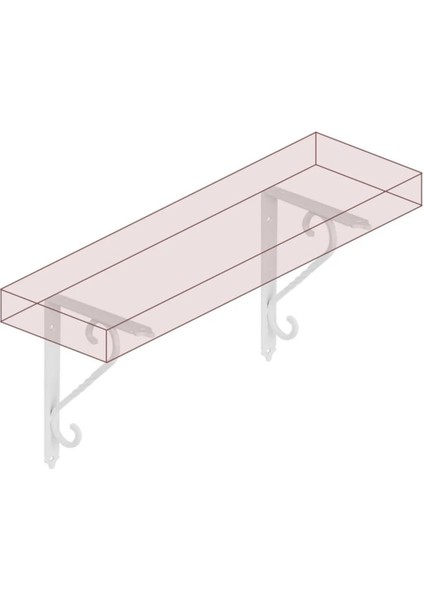 Ferforje Raf Altı Ayak Dekoratif Raf Tutucu 155 x 230 mm Beyaz Montaj Aparatı