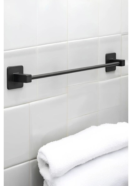 Bro Havluluk Yapışkanlı Metal Siyah Banyo Lavabo Mutfak Uzun Kağıt Bez Havlu Askısı Kağıtlık 39 cm indirimleri