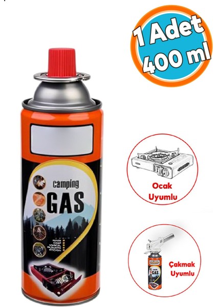 Kamp Gazı Bütan Propan Gaz Tüpü Portatif Ocak Kartuşu Tek Kullanımlık Pürmüz 400 ml 1 Adet