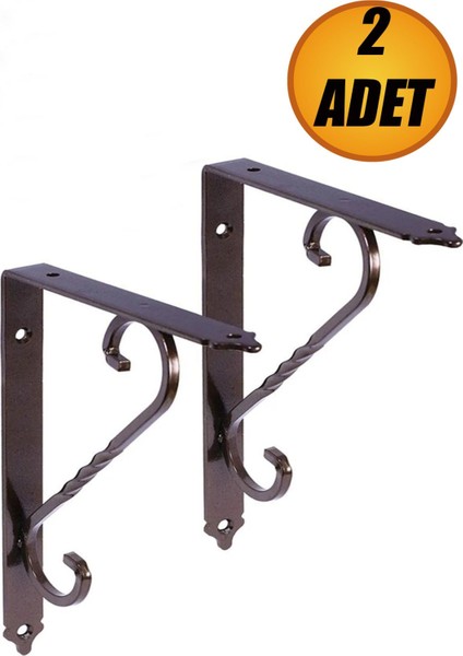 Ferforje Raf Altı Ayak Dekoratif Raf Tutucu 155 x 230 mm Bakır Montaj Aparatı (2 Adet)Vida Hediye