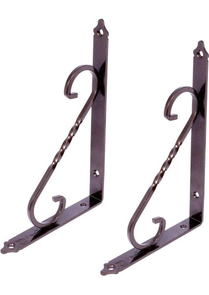 Ferforje Raf Altı Ayak Dekoratif Raf Tutucu 155 x 230 mm Bakır Montaj Aparatı (2 Adet)Vida Hediye