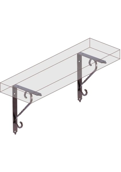Ferforje Raf Altı Ayak Dekoratif Raf Tutucu 155 x 230 mm Bakır Montaj Aparatı (2 Adet)Vida Hediye