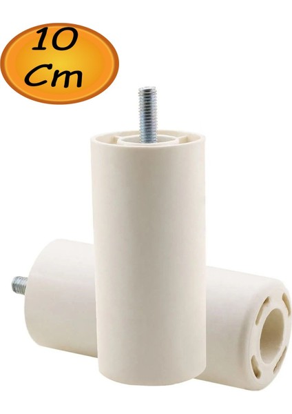 Bro Mobilya Kanepe Koltuk Baza Yükseltme Yükseltici M8 Civatalı Destek Ayağı Ayakları Beyaz 10CM