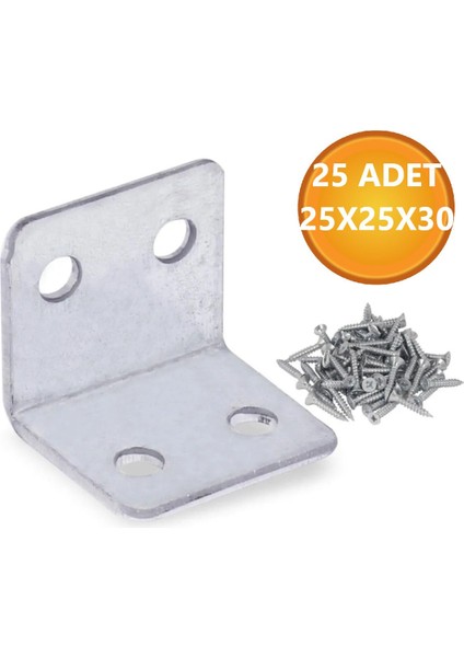 L Demiri Mobilya Eşya Dolap Duvara Sabitleme Köşebent Bağlantı Aparatı Gönye 25X25X30 mm 25 Adet