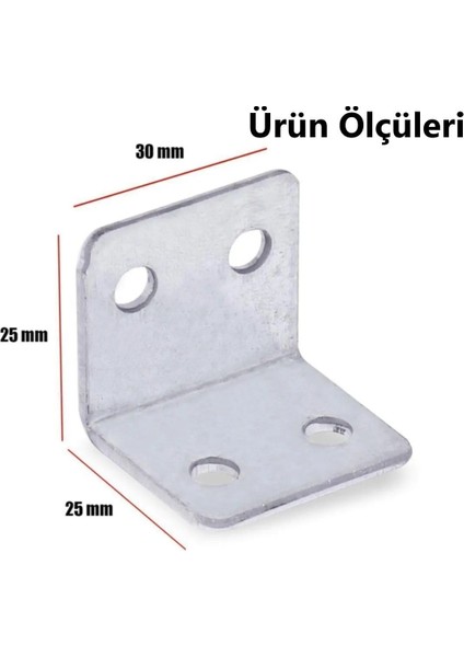 L Demiri Mobilya Eşya Dolap Duvara Sabitleme Köşebent Bağlantı Aparatı Gönye 25X25X30 mm 25 Adet