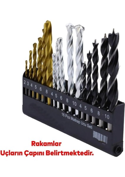 Bro Matkap Ucu Set 16'lı Paket Beton Duvar Ahşap Metal Çelik Delme Değişik Uzunluk Çap Uç Seti fiyatları
