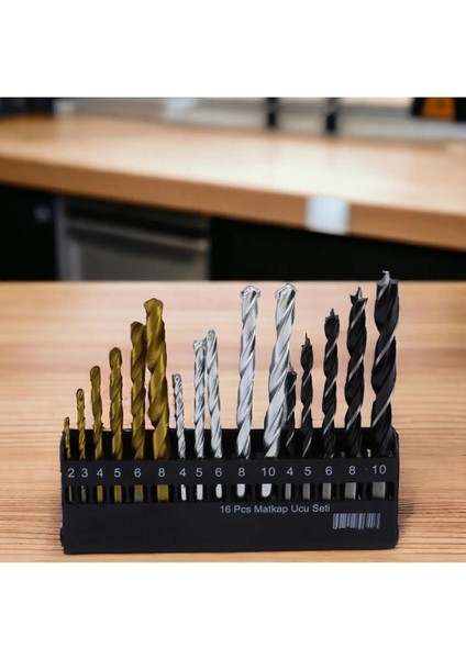 Bro Matkap Ucu Set 16'lı Paket Beton Duvar Ahşap Metal Çelik Delme Değişik Uzunluk Çap Uç Seti fırsatları
