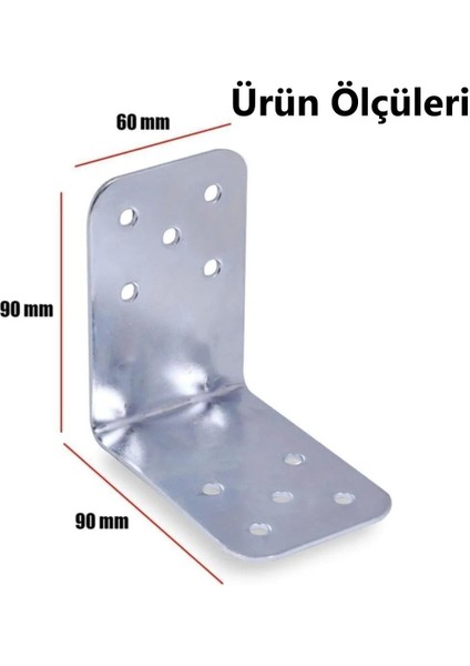 L Demiri Mobilya Eşya Dolap Duvara Sabitleme Köşebent Bağlantı Aparatı Gönye 90X90X60 mm 25 Adet