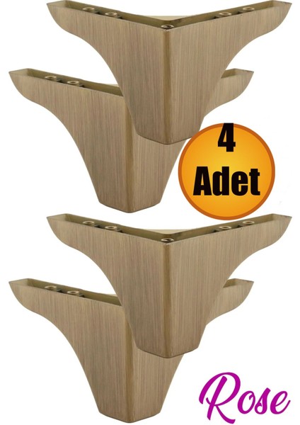 (4 Adet) Bellona Rose 9.5 cm Açık Kahverengi Mobilya Kanepe Koltuk Koltuk Ayağı Ayakları.