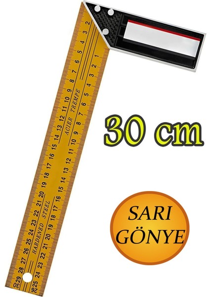 Alüminyum L Gönye Sarı Gönye Cetvel Kaynak Kaynakçı Marangoz Gönyesi 300 mm