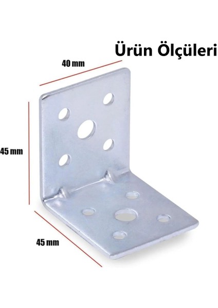 L Demiri Mobilya Eşya Dolap Duvara Sabitleme Köşebent Bağlantı Aparatı Gönye 45X45X40 mm 25 Adet