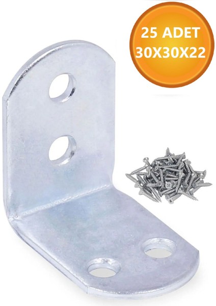 L Demiri Mobilya Eşya Dolap Duvara Sabitleme Köşebent Bağlantı Aparatı Gönye 30X30X22 mm 25 Adet