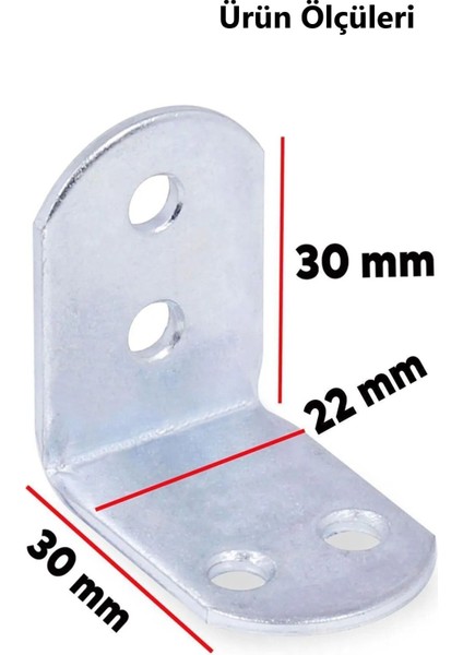 L Demiri Mobilya Eşya Dolap Duvara Sabitleme Köşebent Bağlantı Aparatı Gönye 30X30X22 mm 25 Adet