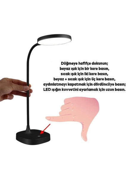 Bro Şarjlı Akrobat 360° Masa Üstü Lamba 3 Kademe Dokunmatik Çalışma Okuma Işığı Gece Lambası Işık fırsatları