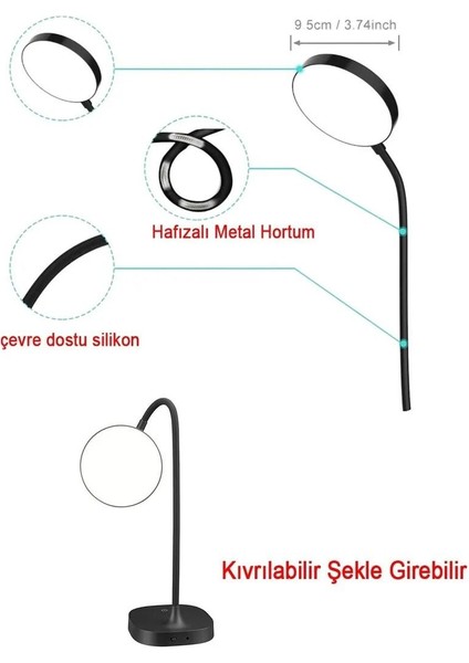 Bro Şarjlı Akrobat 360° Masa Üstü Lamba 3 Kademe Dokunmatik Çalışma Okuma Işığı Gece Lambası Işık indirimleri