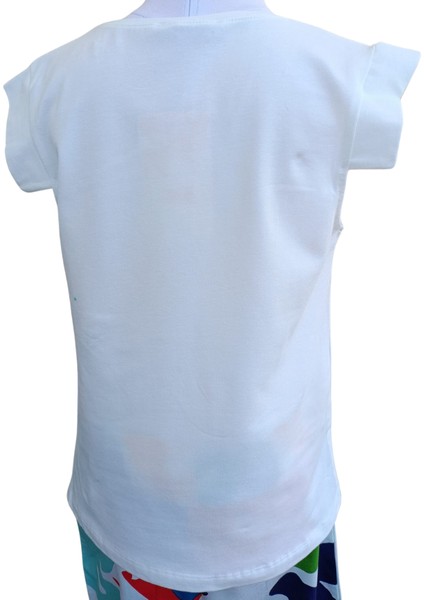 Kız Çocuk T-Shirt Fulya Baskılı Ekru Renkli %100 Pamuk Kolsuz Asimetrik Bel fırsatları