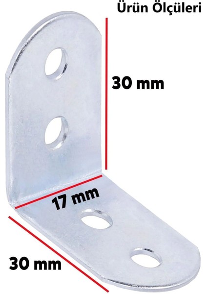 L Demiri Mobilya Eşya Dolap Duvara Sabitleme Köşebent Bağlantı Aparatı Gönye 30X30X17 mm 5 Adet