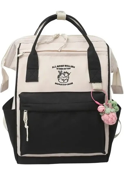 Büyük Kapasiteli Ortaokul Öğrenci Öğrenci Schoolbag Renk Eşleşmesi Basit Su Geçirmez Sırt Çantası Eğlence Seyahat Depolama Çantası Рюкзак Renk: Siyah/boyut: Kolye Olmadan (Yurt Dışından)