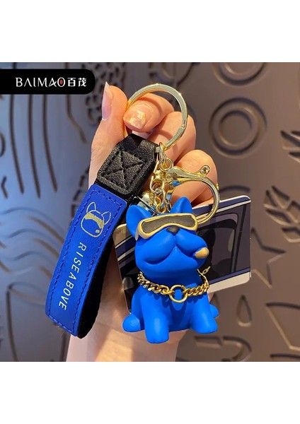 Sevimli Köpek Bulldog Keychain Çanta Kolye Reçinesi Savaşan Fransız Anahtarlama Renkli Araba Anime Ana Ana Ana Zincirleri Biblo Mücevher Hediye Renk: Mavi (Yurt Dışından)