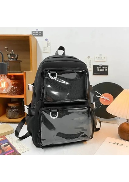 Japon Kawaii Itabag Kadınları Yeni 2025 Şeffaf Sırt Çantası Kadınlar Büyük Kapasite Ita Üniversite Öğrencisi Için Okul Çantaları Jk Renk: Siyah (Yurt Dışından)
