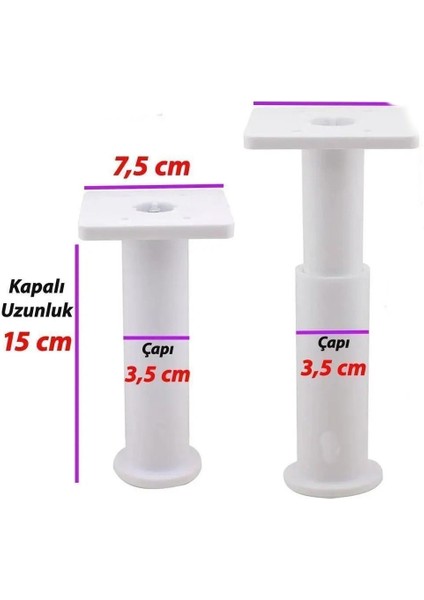 Golwo Ayarlanabilir Destek Ayağı 15 x 23 cm Beyaz Ayak Mobilya Kanepe Baza Koltuk Ünite (4ADET) fiyatları