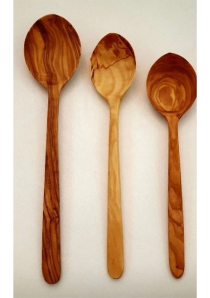 Üç Parça Zeytin Kaşık Takımı, 19 cm 24 cm 30 cm Zeytin Kaşık, Tahta Kaşık Seti