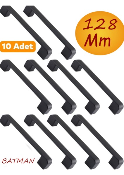 10 Adet Batman Oval Siyah Mobilya Mutfak Dolap Çekmece Dolabı Metal Kulpu Kulbu Kulpları 128 mm