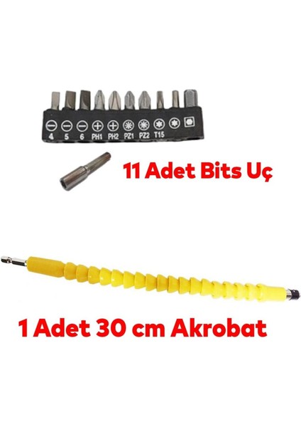 Vida Sıkma Civ Sökme Akrobat Kıvrılabilir Eğilebilir Bits Uç Vidalama Torx Yıldız Düz Uçlar 12 Parça modelleri