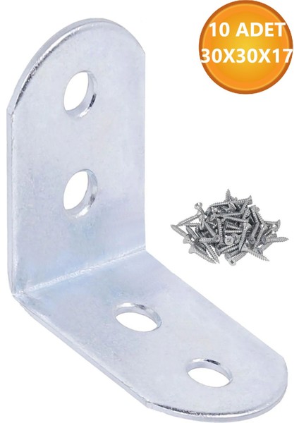 L Demiri Mobilya Eşya Dolap Duvara Sabitleme Köşebent Bağlantı Aparatı Gönye 30X30X17 mm 10 Adet